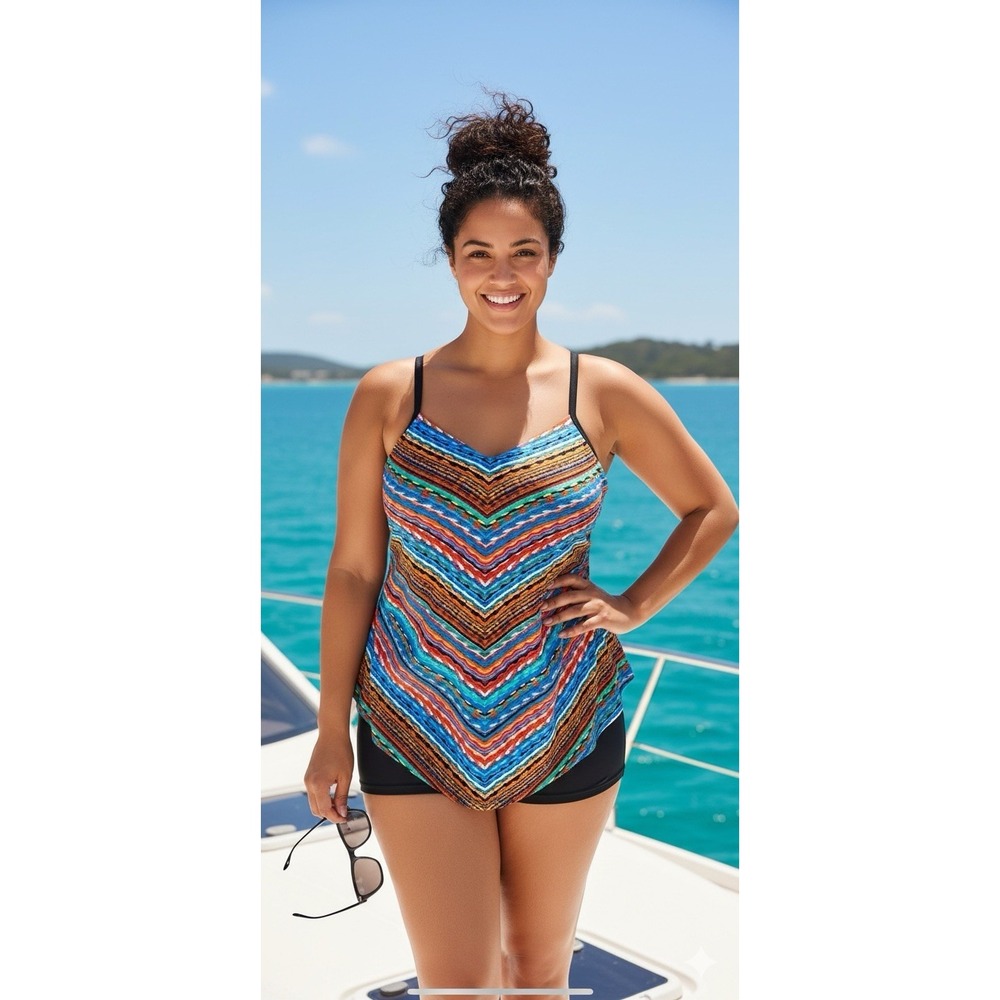 Women's Size 24w Trimshaper Tank Swim Tankini Top Bathing Suit NWT Msrp $60